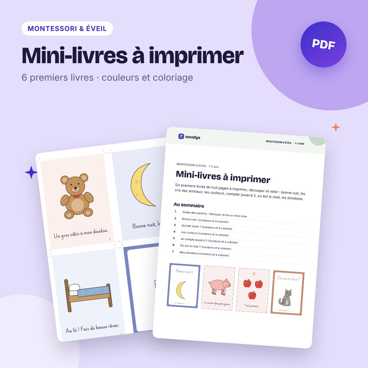 Mini-livres à imprimer – 6 premiers livres pour tout-petits, à colorier aussi