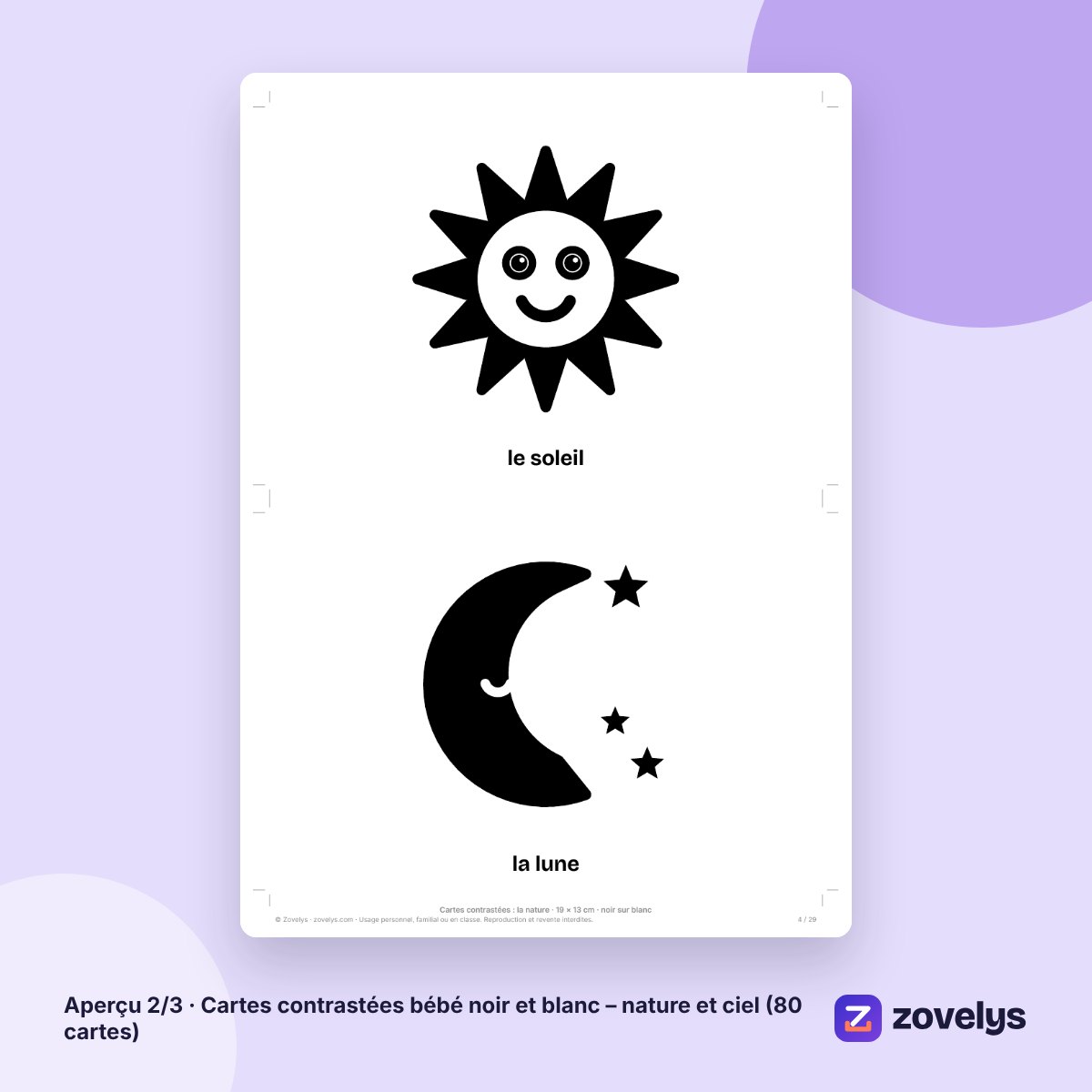 Cartes contrastées bébé noir et blanc – nature et ciel (80 cartes) – aperçu 2