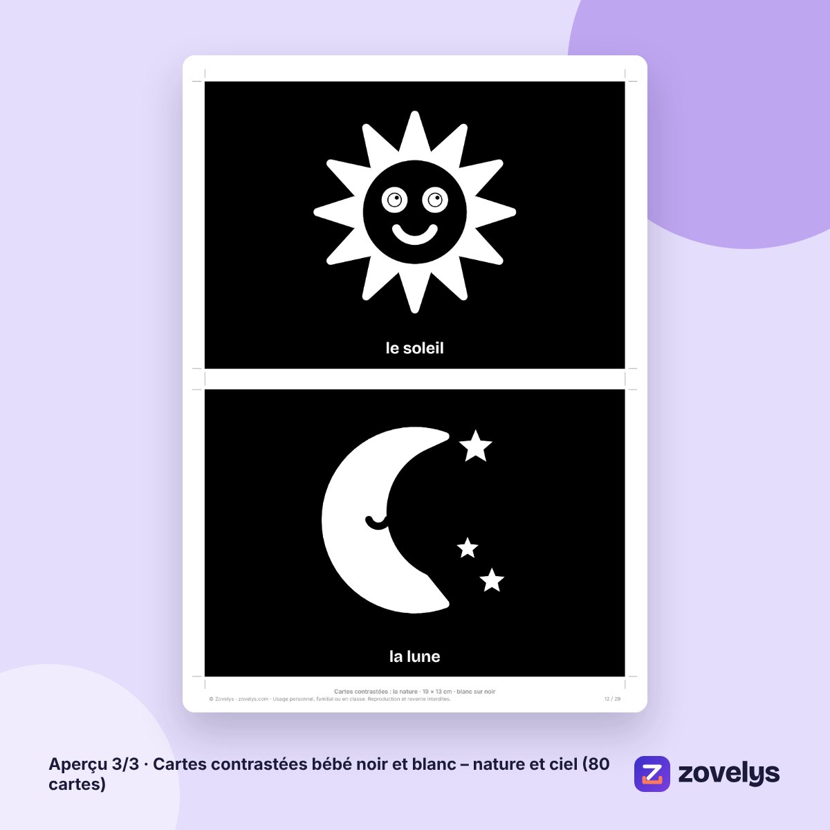 Cartes contrastées bébé noir et blanc – nature et ciel (80 cartes) – aperçu 3