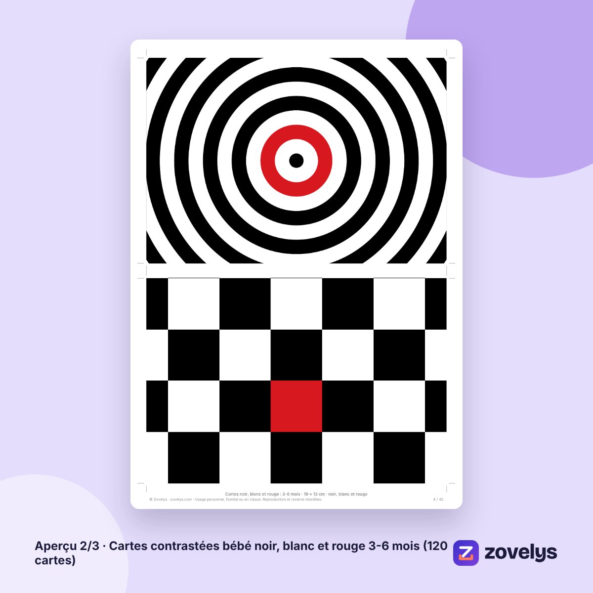 Cartes contrastées bébé noir, blanc et rouge 3-6 mois (120 cartes) – aperçu 2