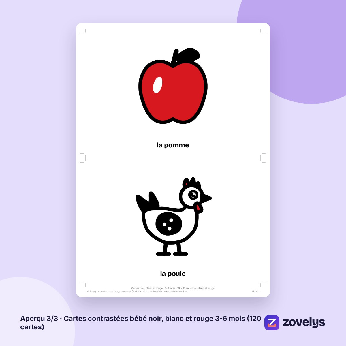 Cartes contrastées bébé noir, blanc et rouge 3-6 mois (120 cartes) – aperçu 3