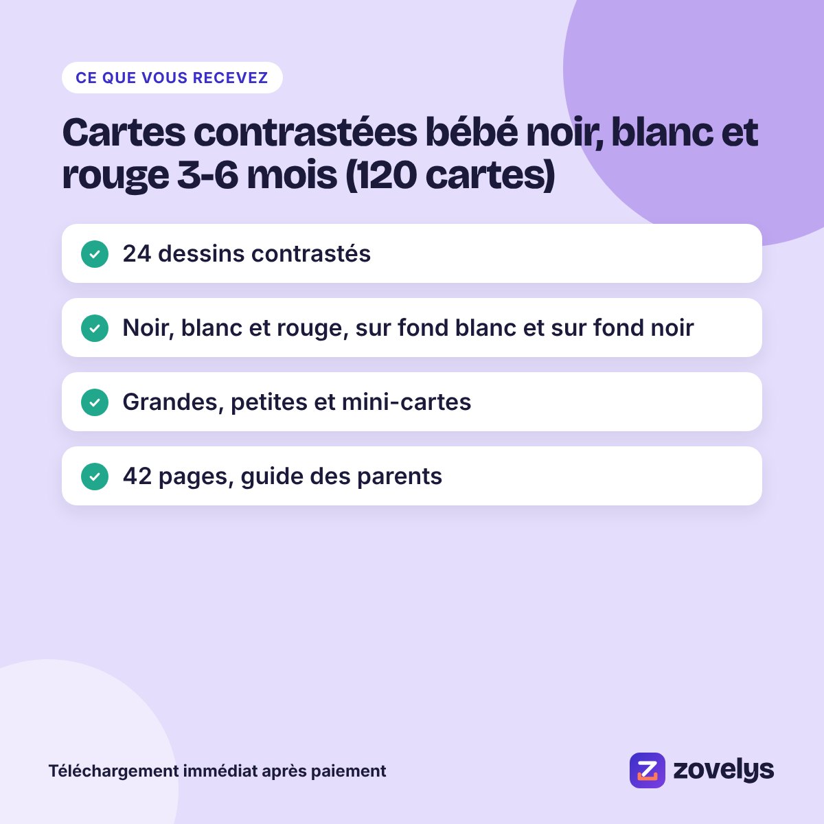 Cartes contrastées bébé noir, blanc et rouge 3-6 mois (120 cartes) – aperçu 4