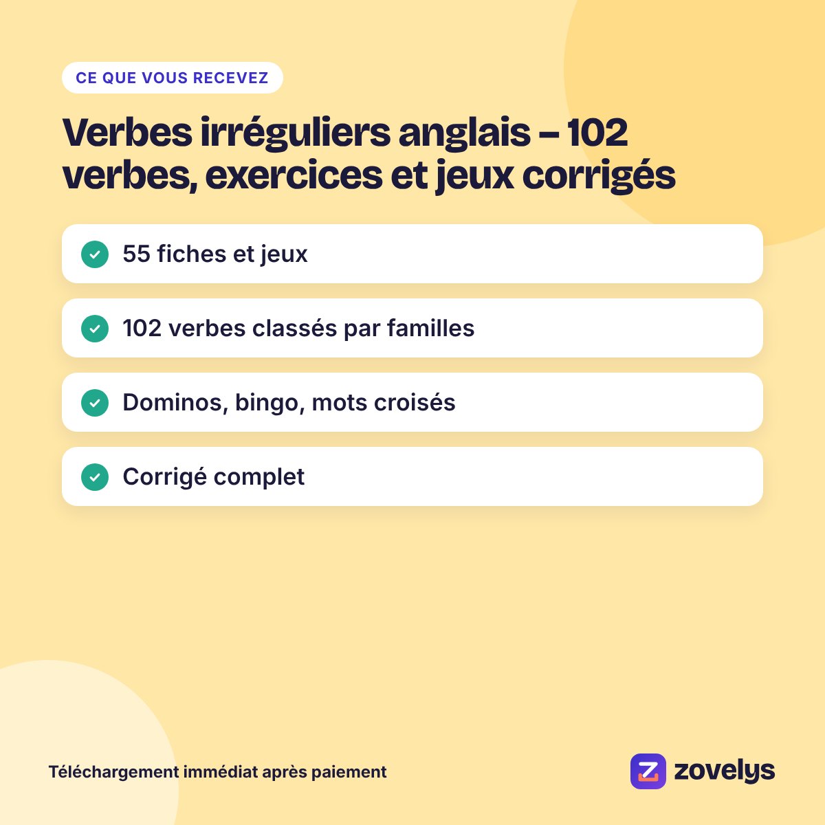 Verbes irréguliers anglais – 102 verbes, exercices et jeux corrigés – aperçu 4