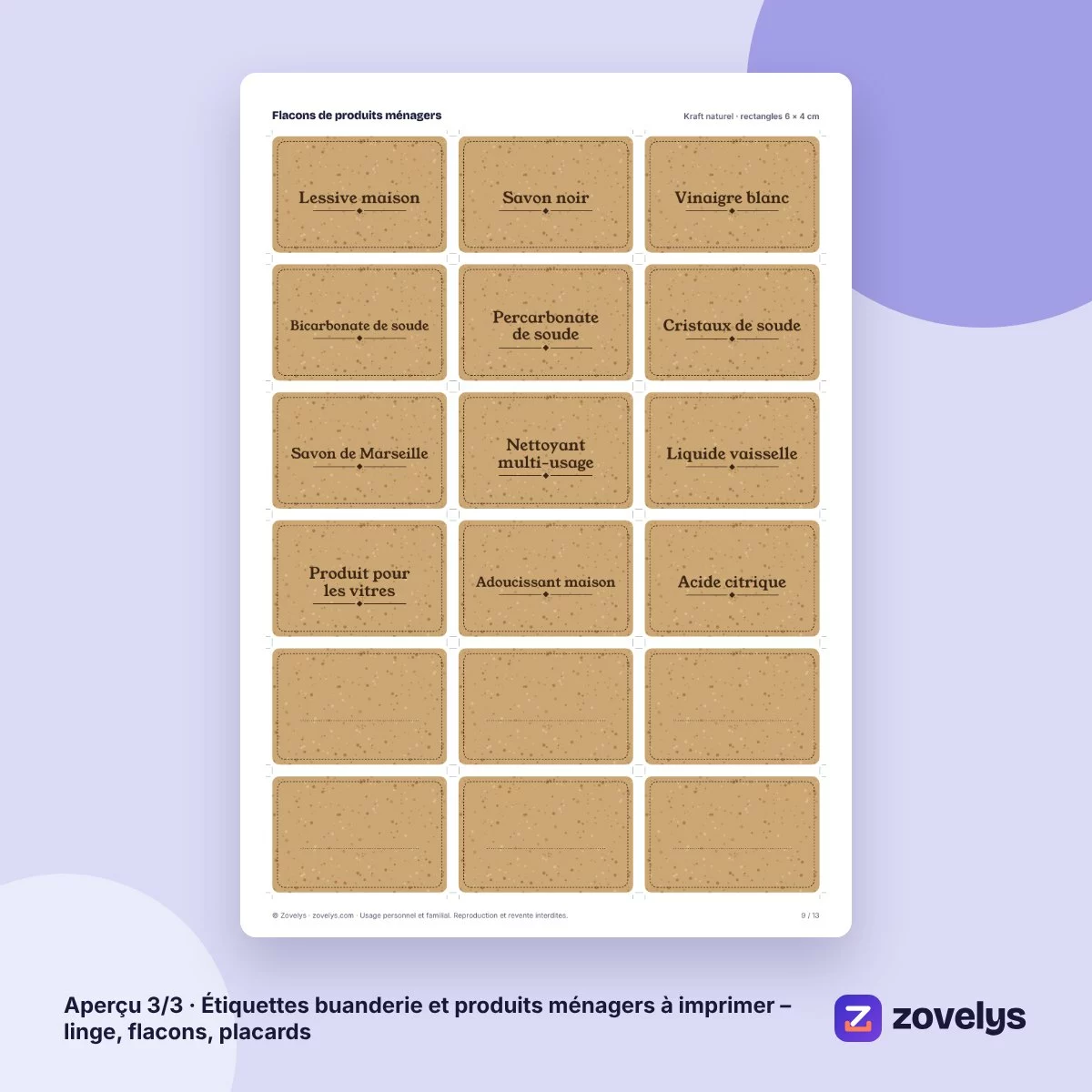 Étiquettes buanderie et produits ménagers à imprimer – linge, flacons, placards – aperçu 3