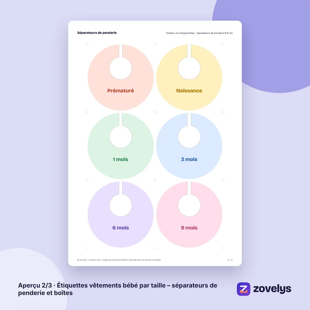 Étiquettes vêtements bébé par taille – séparateurs de penderie et boîtes – aperçu 2