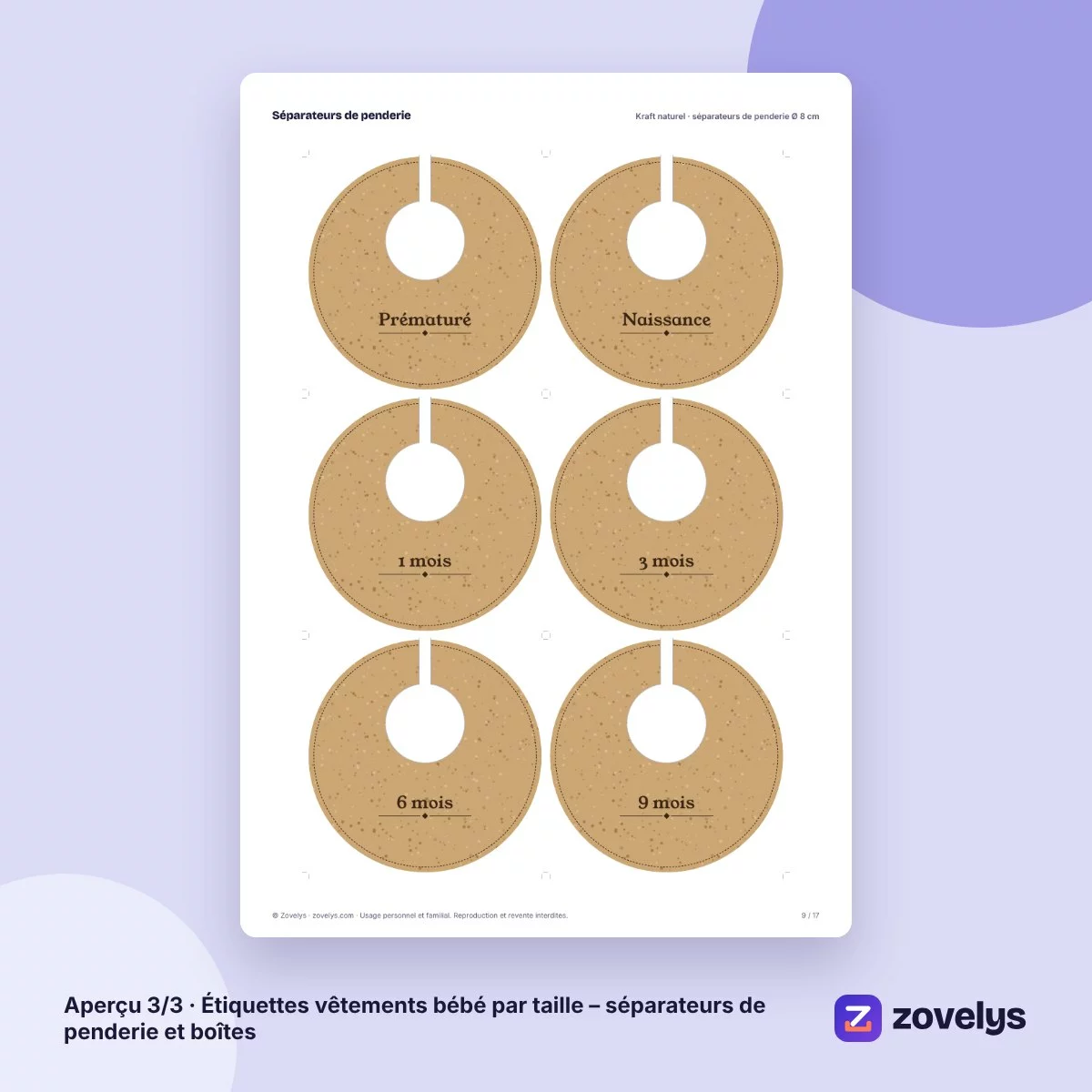 Étiquettes vêtements bébé par taille – séparateurs de penderie et boîtes – aperçu 3