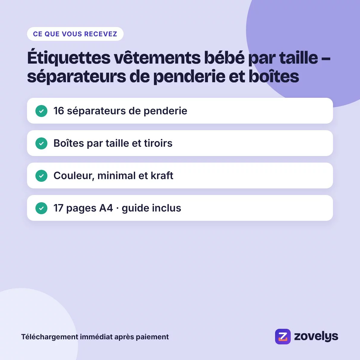 Étiquettes vêtements bébé par taille – séparateurs de penderie et boîtes – aperçu 4