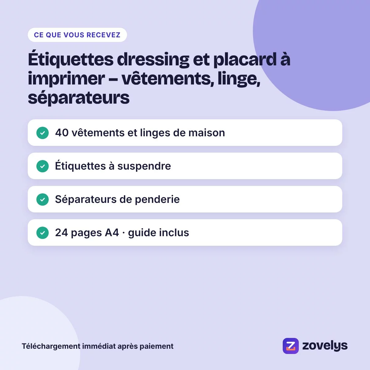 Étiquettes dressing et placard à imprimer – vêtements, linge, séparateurs – aperçu 4