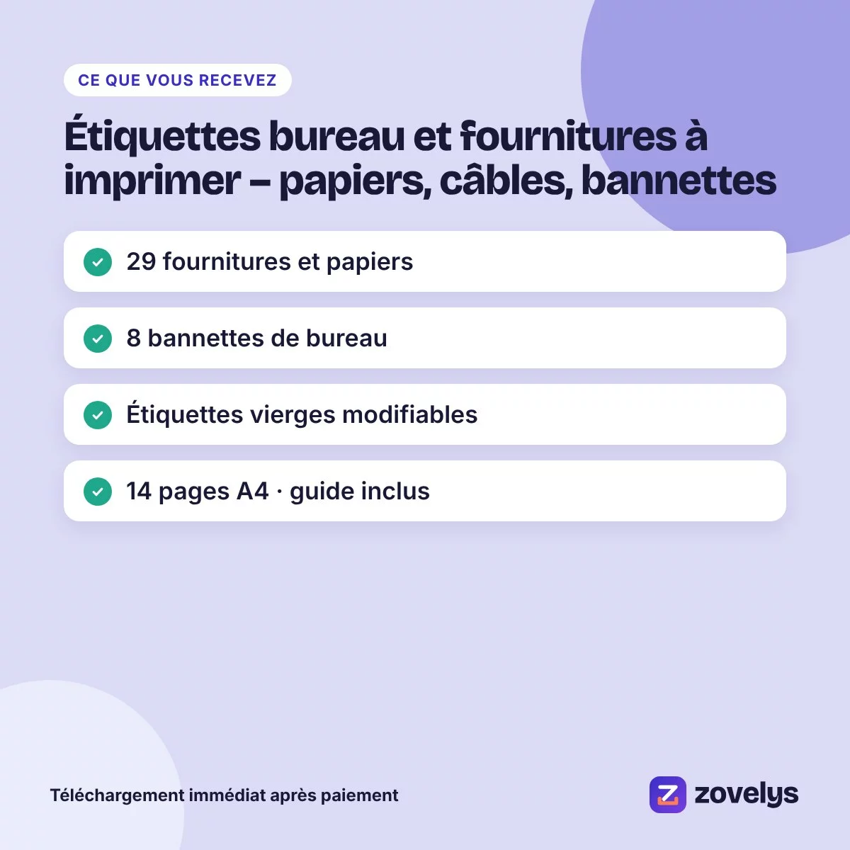 Étiquettes bureau et fournitures à imprimer – papiers, câbles, bannettes – aperçu 4