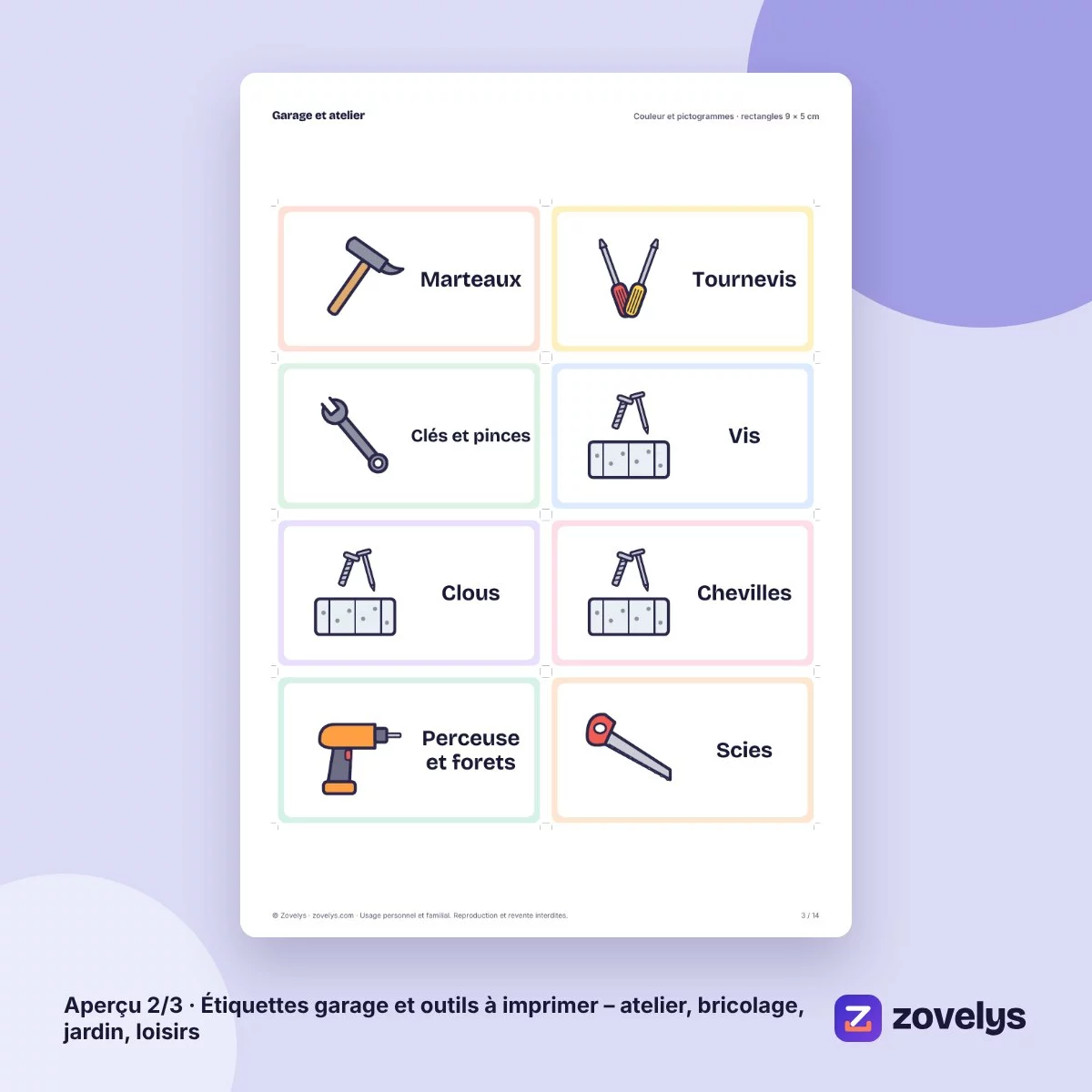 Étiquettes garage et outils à imprimer – atelier, bricolage, jardin, loisirs – aperçu 2