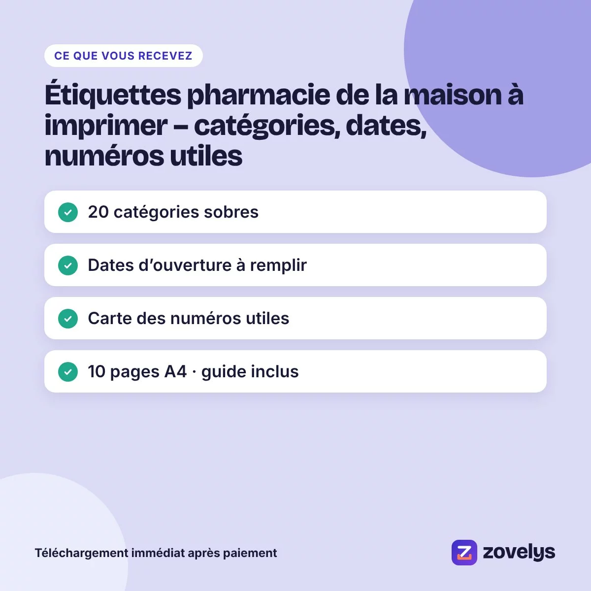 Étiquettes pharmacie de la maison à imprimer – catégories, dates, numéros utiles – aperçu 4