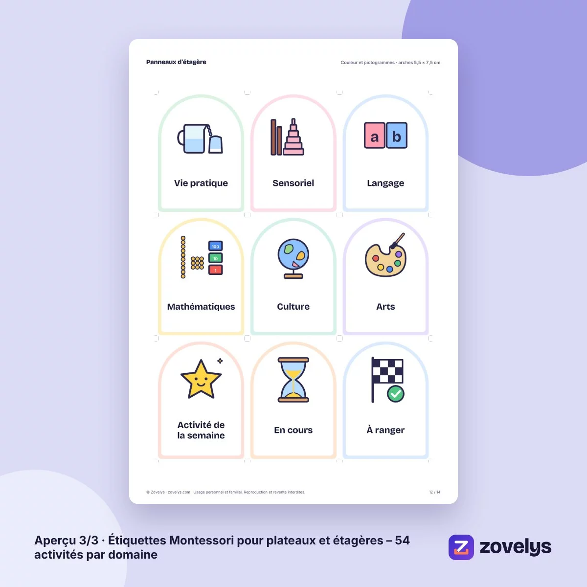 Étiquettes Montessori pour plateaux et étagères – 54 activités par domaine – aperçu 3