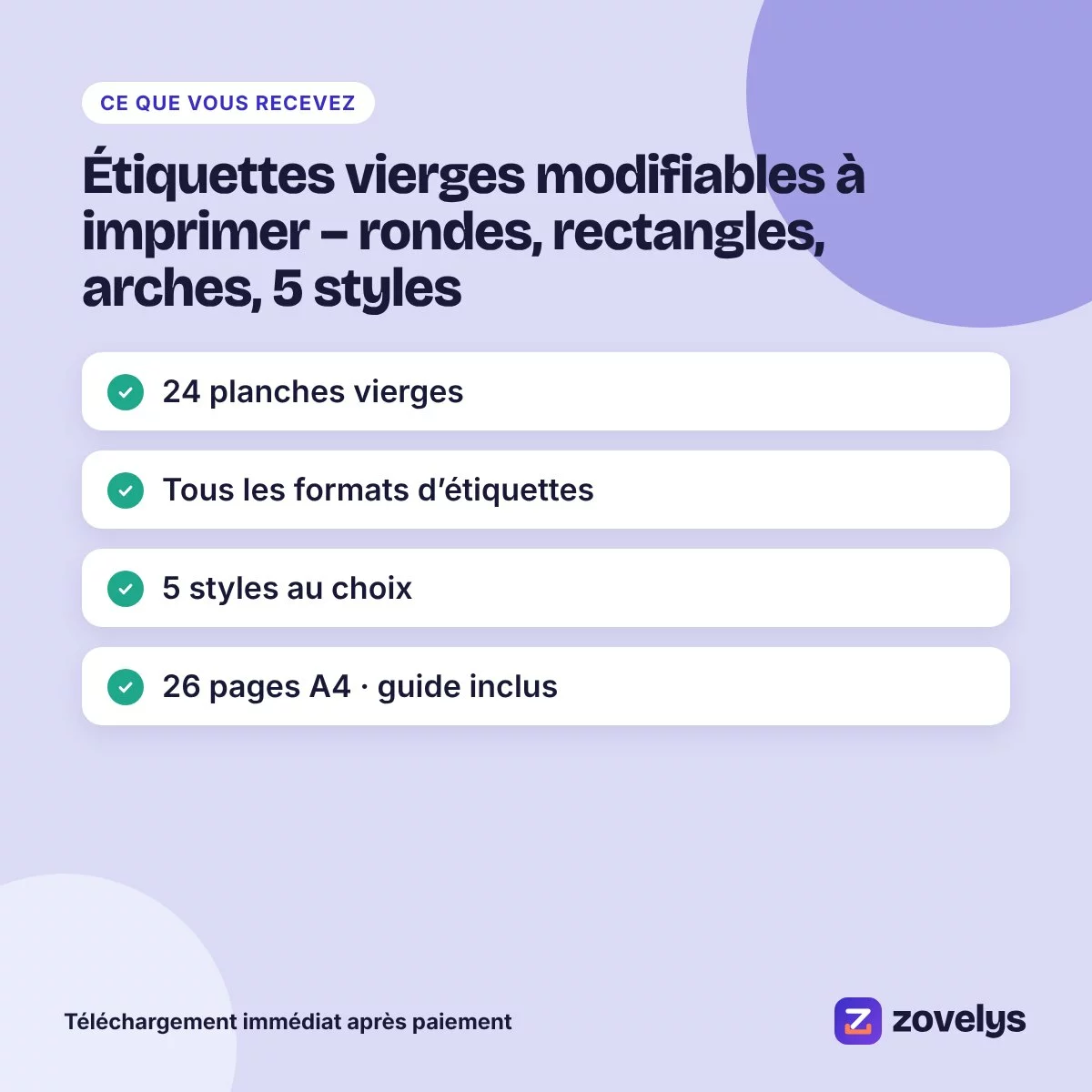 Étiquettes vierges modifiables à imprimer – rondes, rectangles, arches, 5 styles – aperçu 4