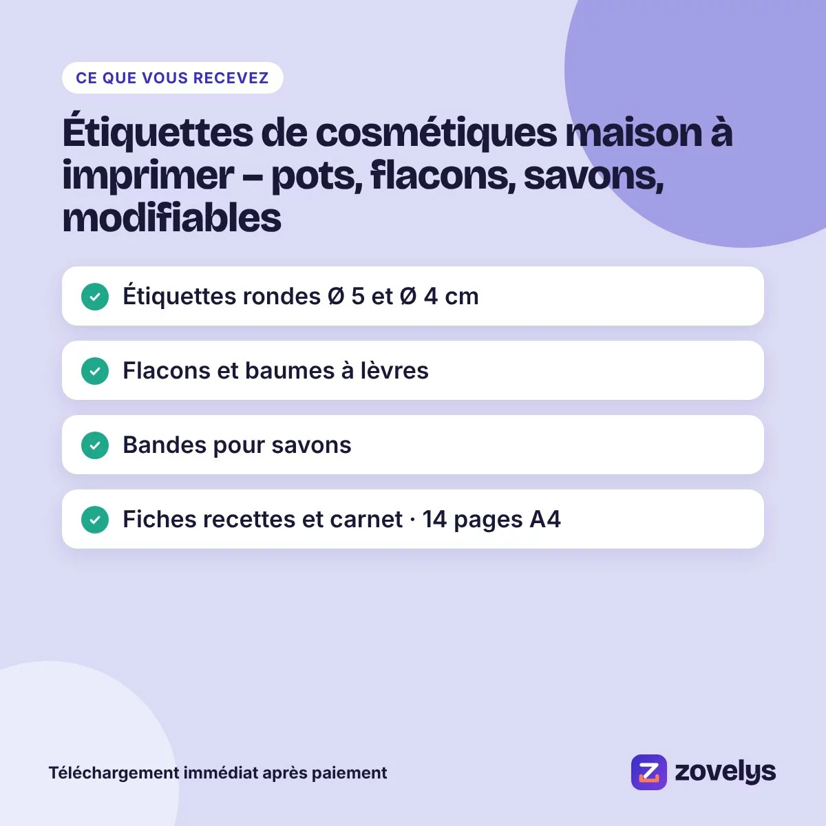 Étiquettes de cosmétiques maison à imprimer – pots, flacons, savons, modifiables – aperçu 4