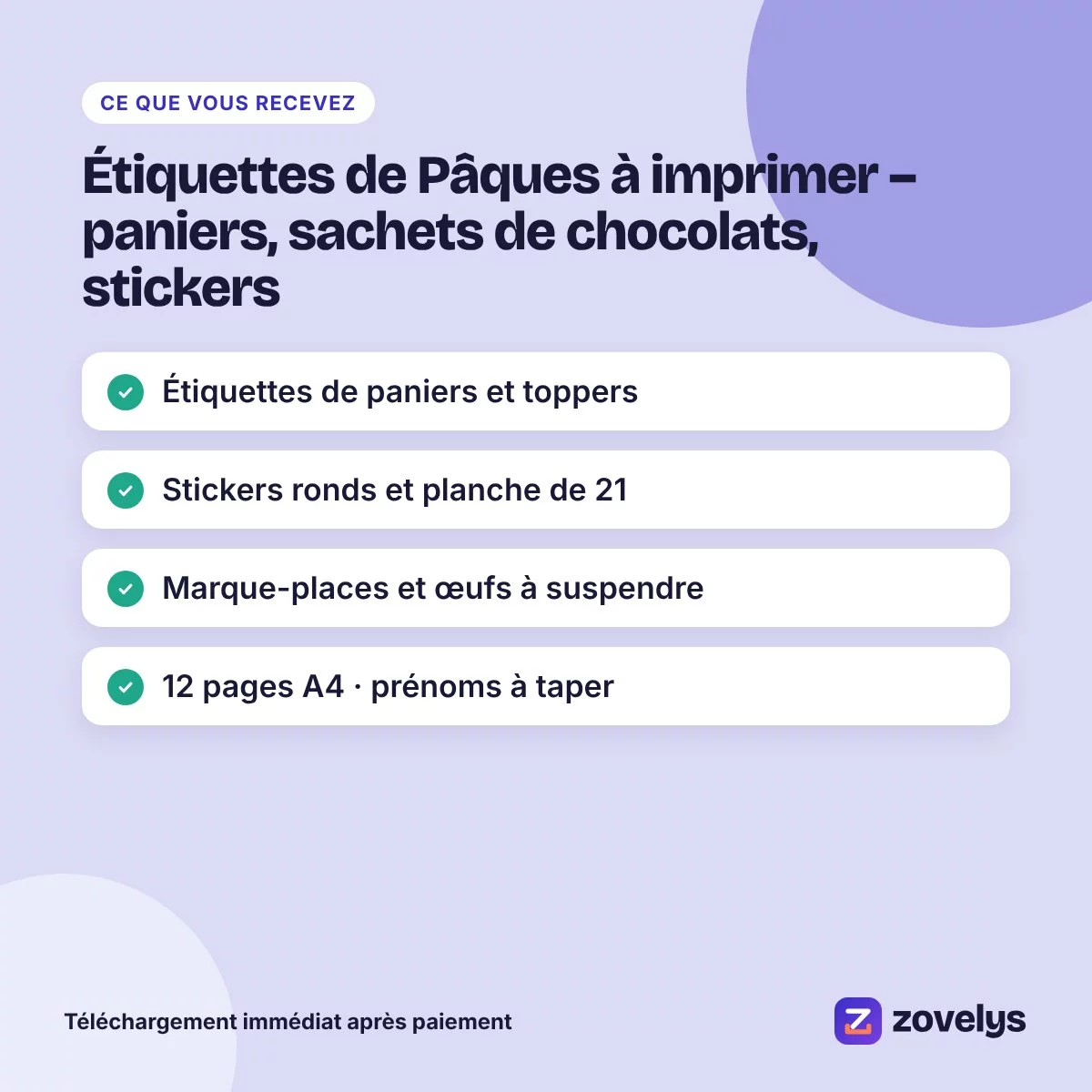 Étiquettes de Pâques à imprimer – paniers, sachets de chocolats, stickers – aperçu 4