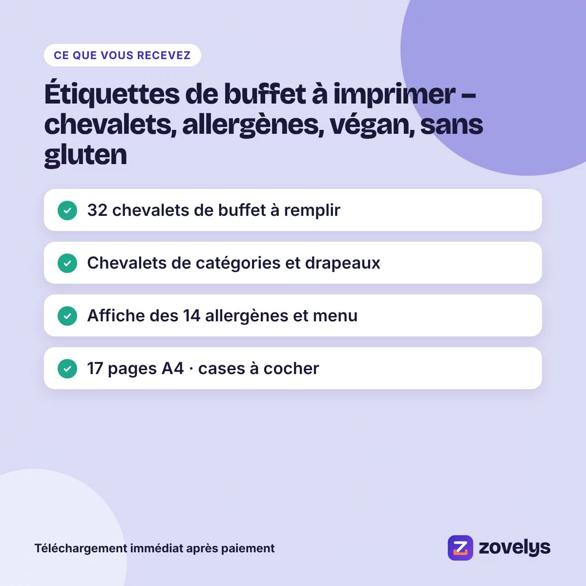 Étiquettes de buffet à imprimer – chevalets, allergènes, végan, sans gluten – aperçu 4