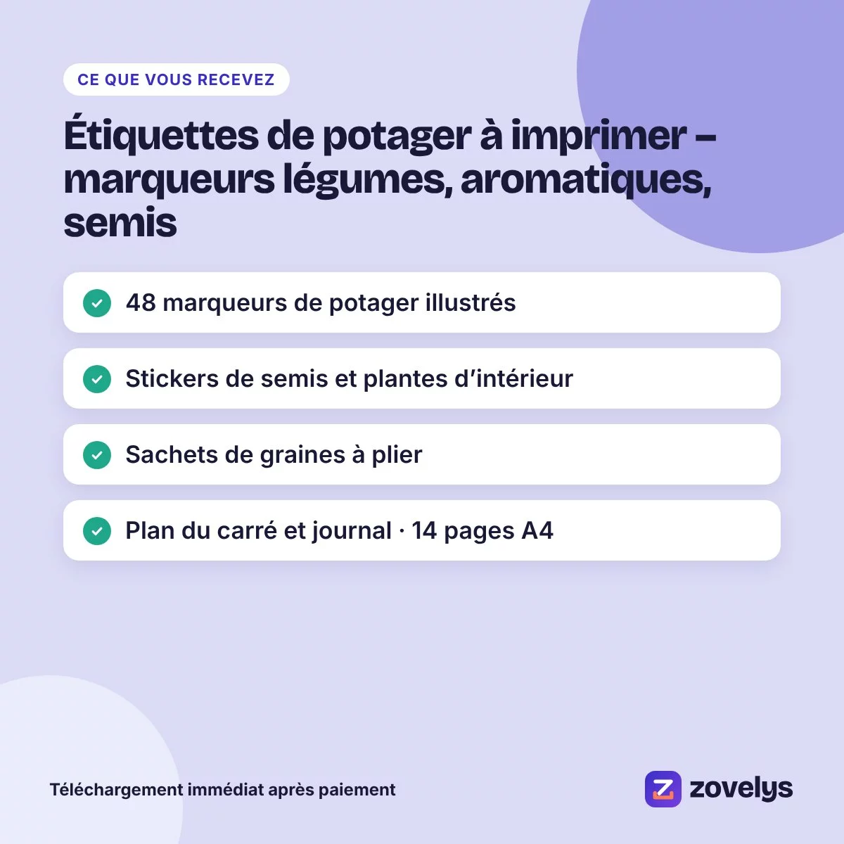 Étiquettes de potager à imprimer – marqueurs légumes, aromatiques, semis – aperçu 4
