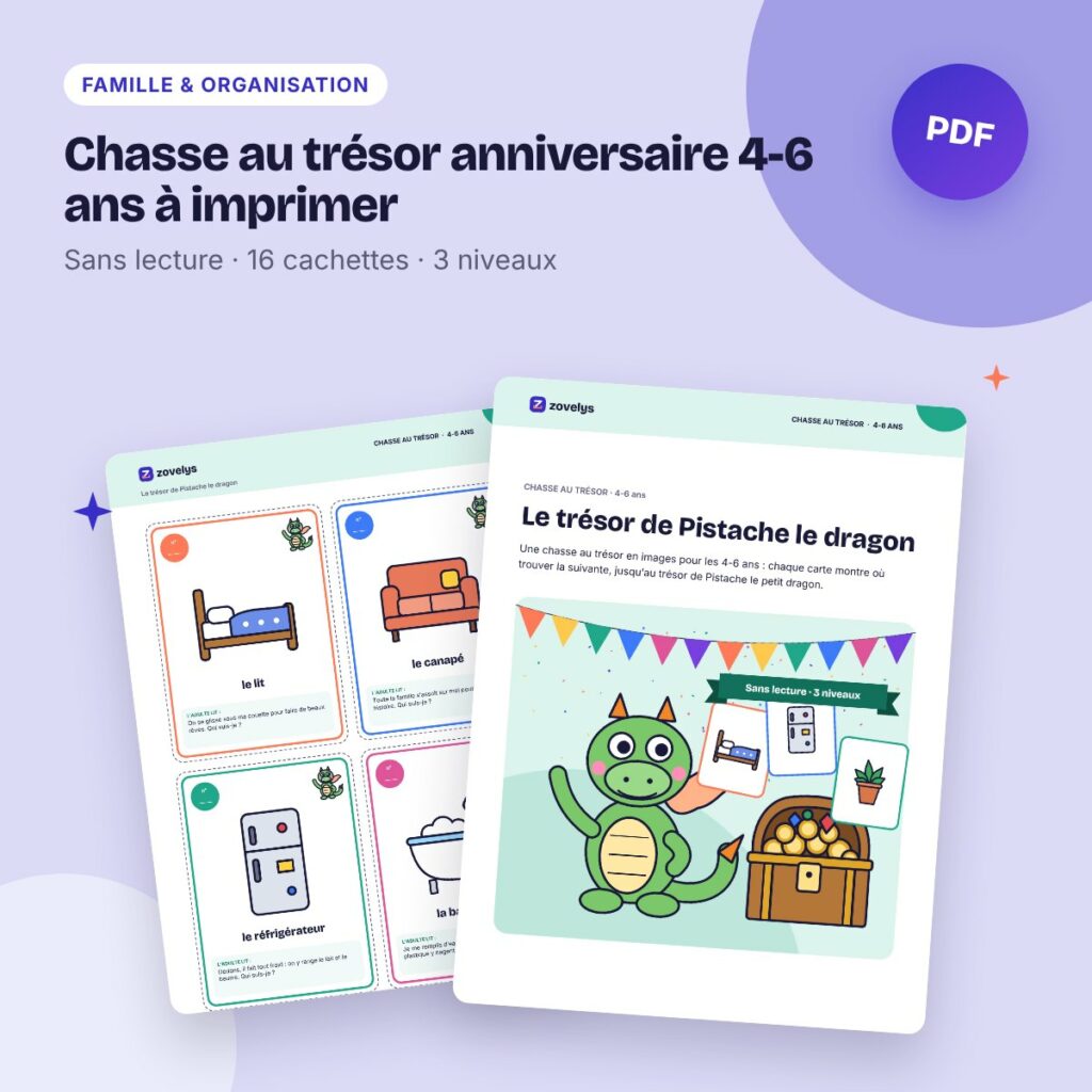 Chasse au trésor anniversaire 4-6 ans à imprimer – Le trésor du dragon