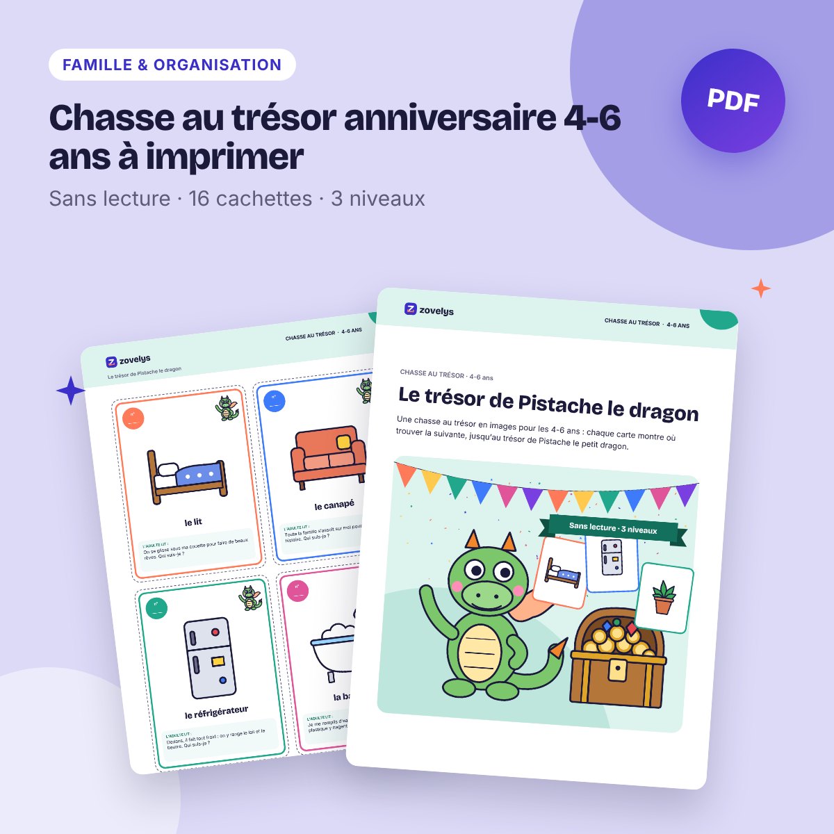 Chasse au trésor anniversaire 4-6 ans à imprimer – Le trésor du dragon