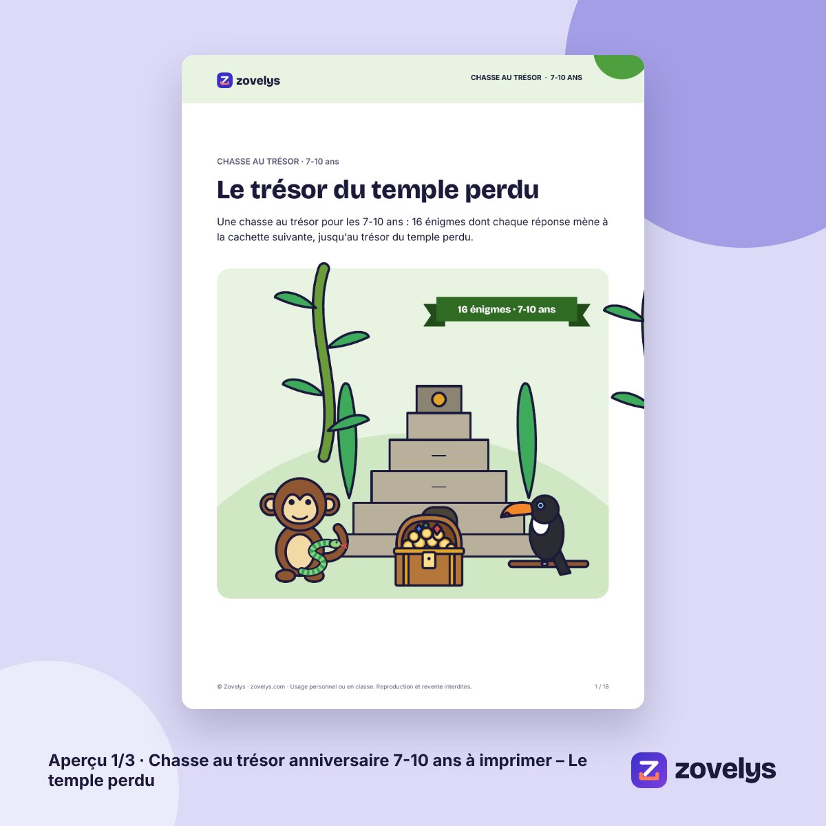 Chasse au trésor anniversaire 7-10 ans à imprimer – Le temple perdu – aperçu 1