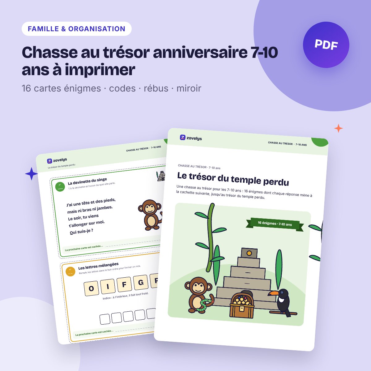 Chasse au trésor anniversaire 7-10 ans à imprimer – Le temple perdu