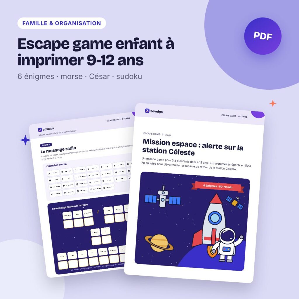 Escape game enfant à imprimer 9-12 ans – Mission espace