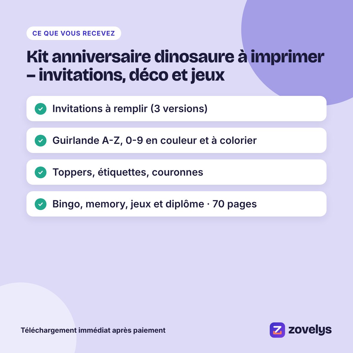 Kit anniversaire dinosaure à imprimer – invitations, déco et jeux – aperçu 4