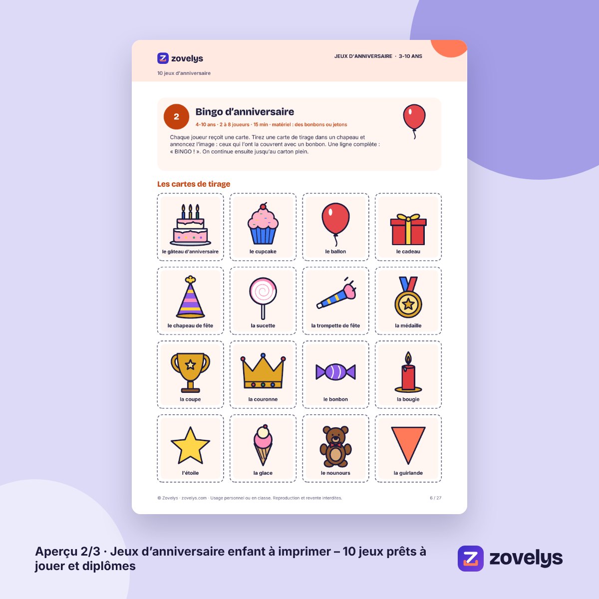 Jeux d’anniversaire enfant à imprimer – 10 jeux prêts à jouer et diplômes – aperçu 2