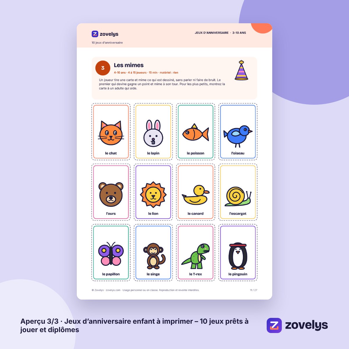 Jeux d’anniversaire enfant à imprimer – 10 jeux prêts à jouer et diplômes – aperçu 3