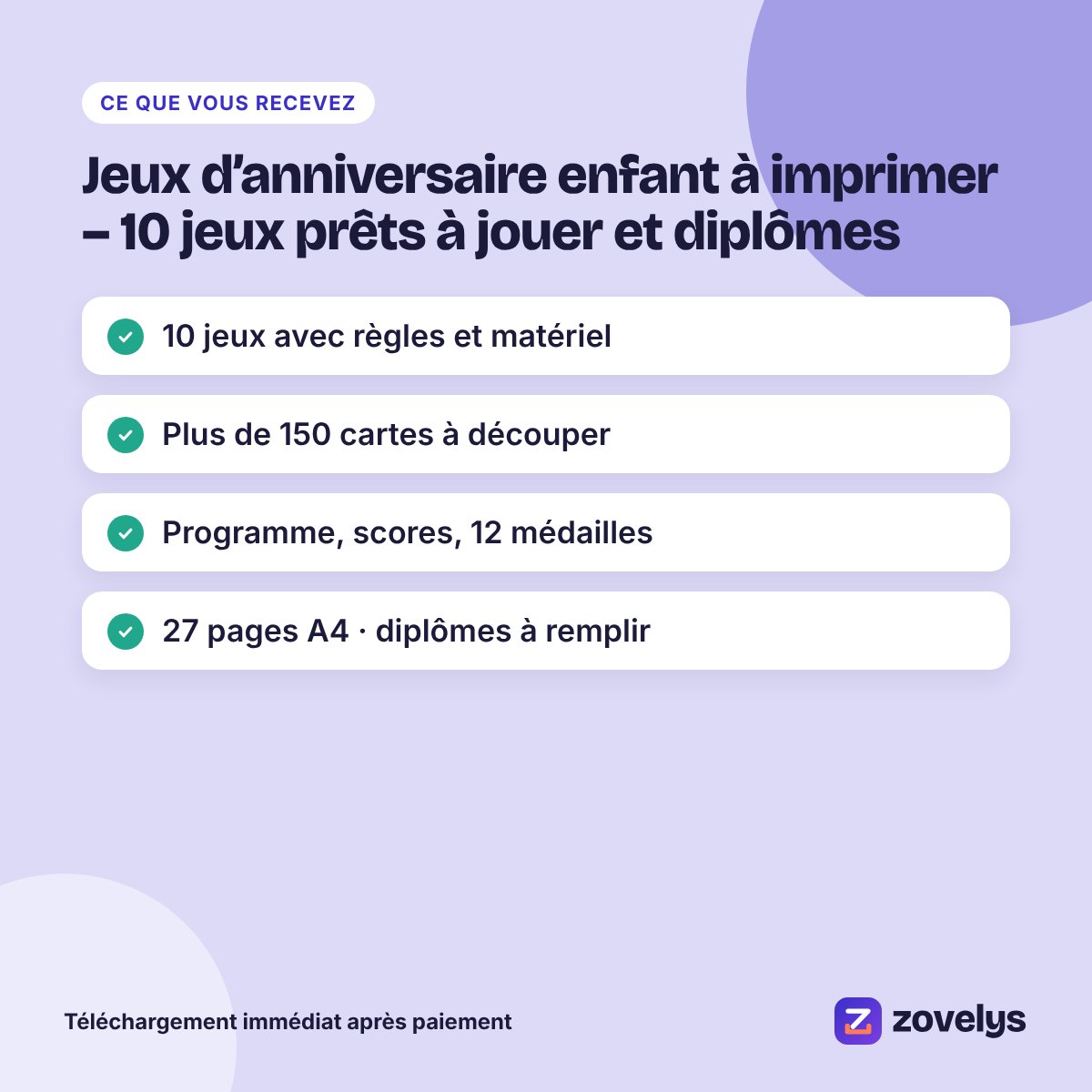 Jeux d’anniversaire enfant à imprimer – 10 jeux prêts à jouer et diplômes – aperçu 4