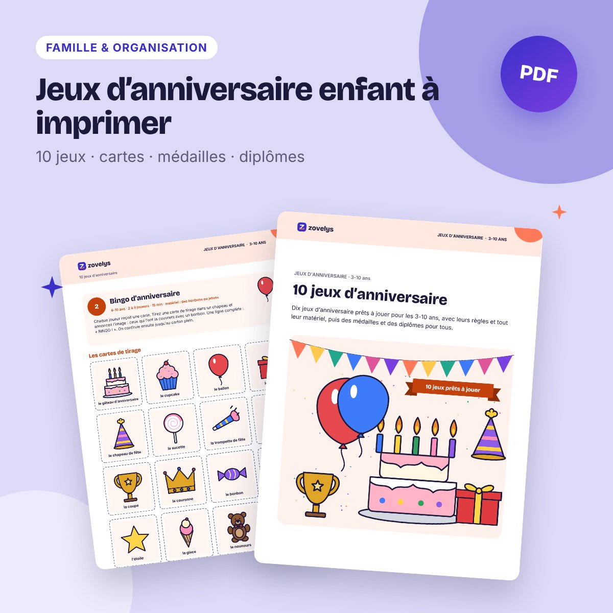 Jeux d’anniversaire enfant à imprimer – 10 jeux prêts à jouer et diplômes