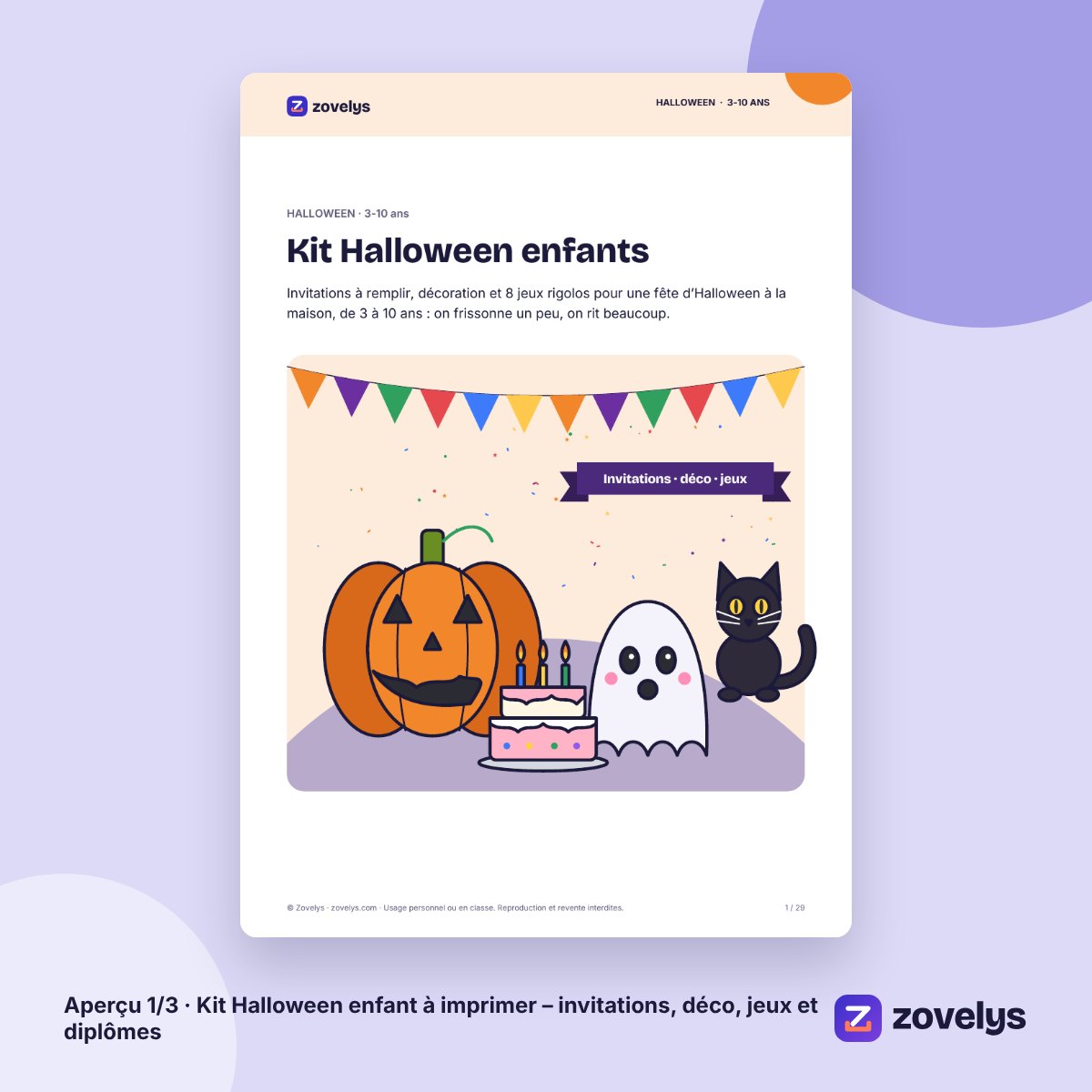 Kit Halloween enfant à imprimer – invitations, déco, jeux et diplômes – aperçu 1