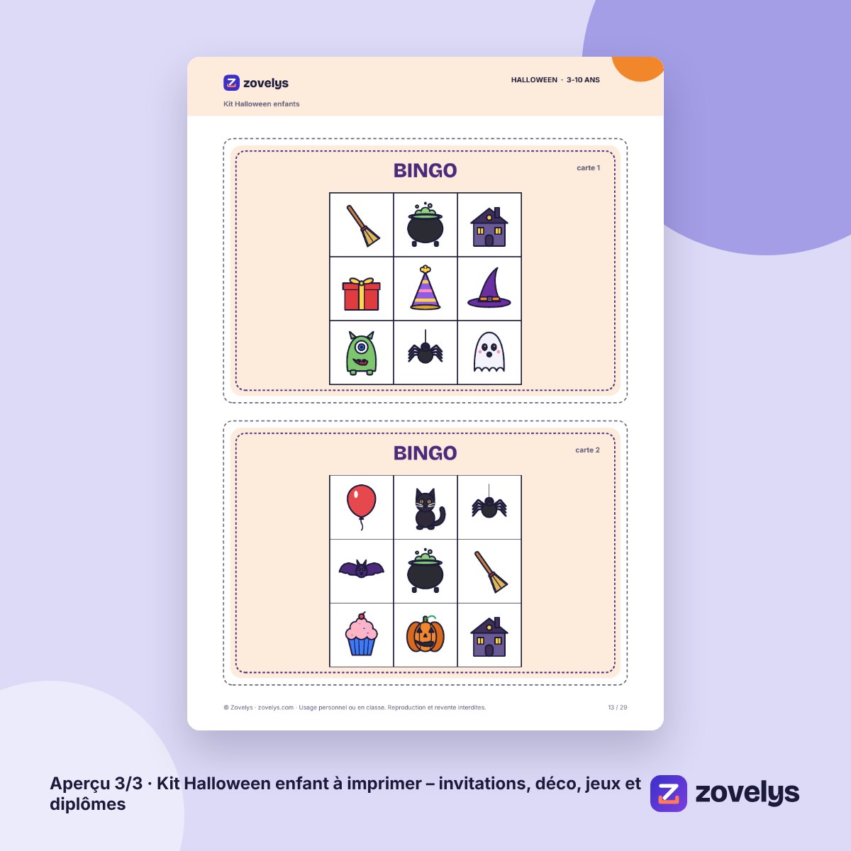 Kit Halloween enfant à imprimer – invitations, déco, jeux et diplômes – aperçu 3