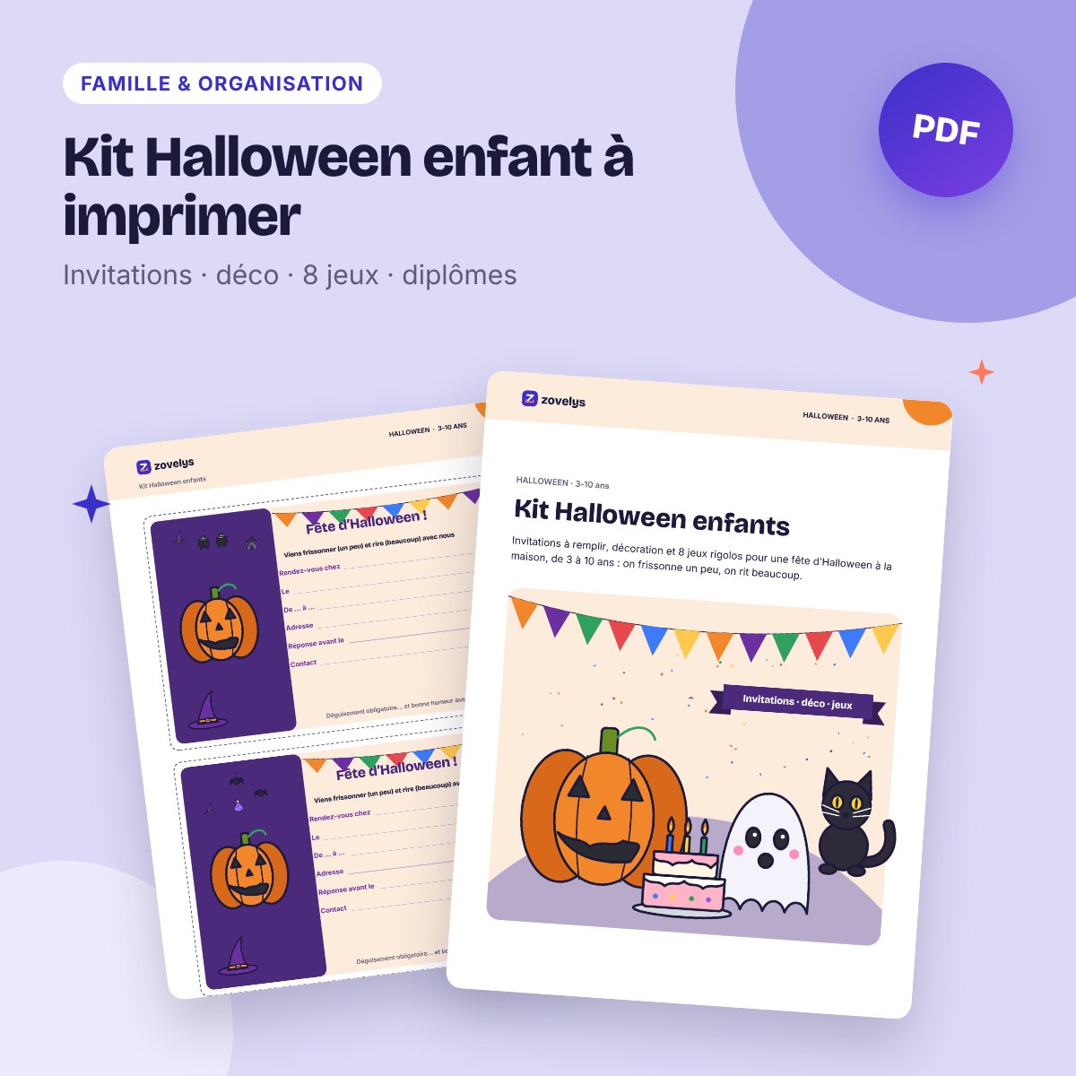 Kit Halloween enfant à imprimer – invitations, déco, jeux et diplômes