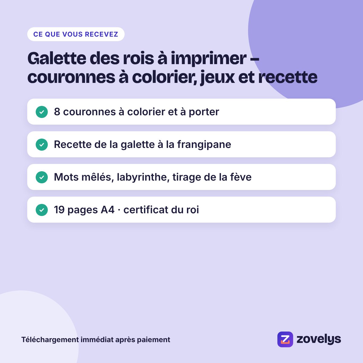 Galette des rois à imprimer – couronnes à colorier, jeux et recette – aperçu 4
