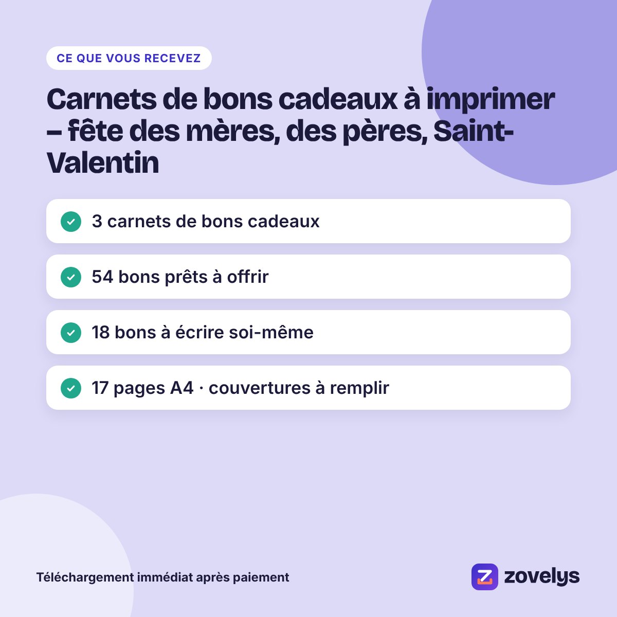 Carnets de bons cadeaux à imprimer – fête des mères, des pères, Saint-Valentin – aperçu 4