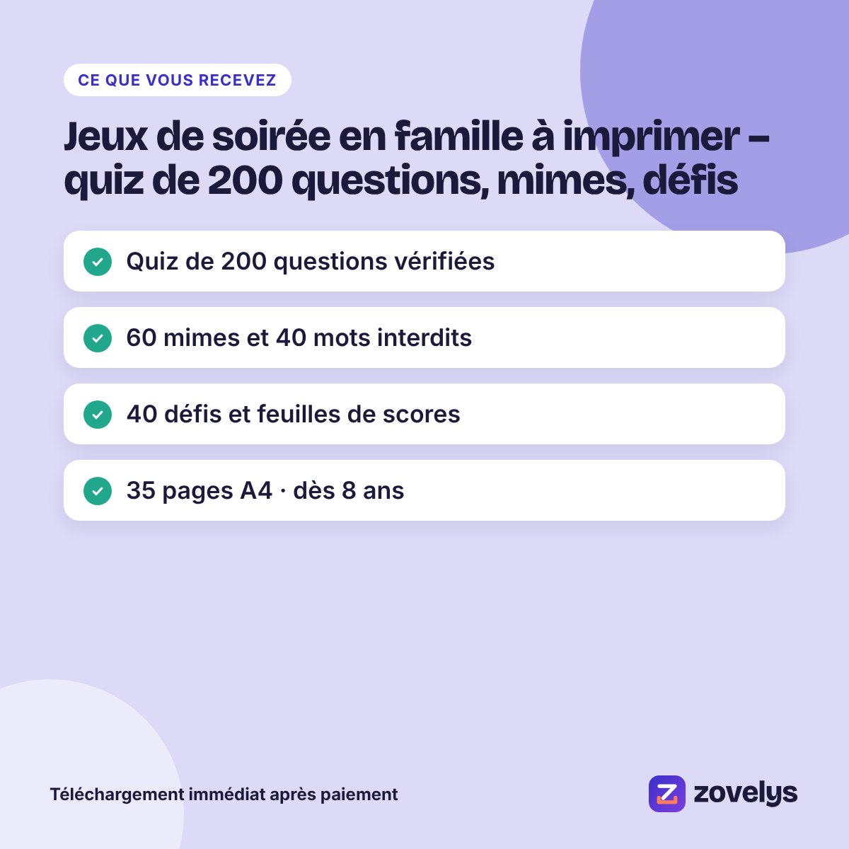 Jeux de soirée en famille à imprimer – quiz de 200 questions, mimes, défis – aperçu 4