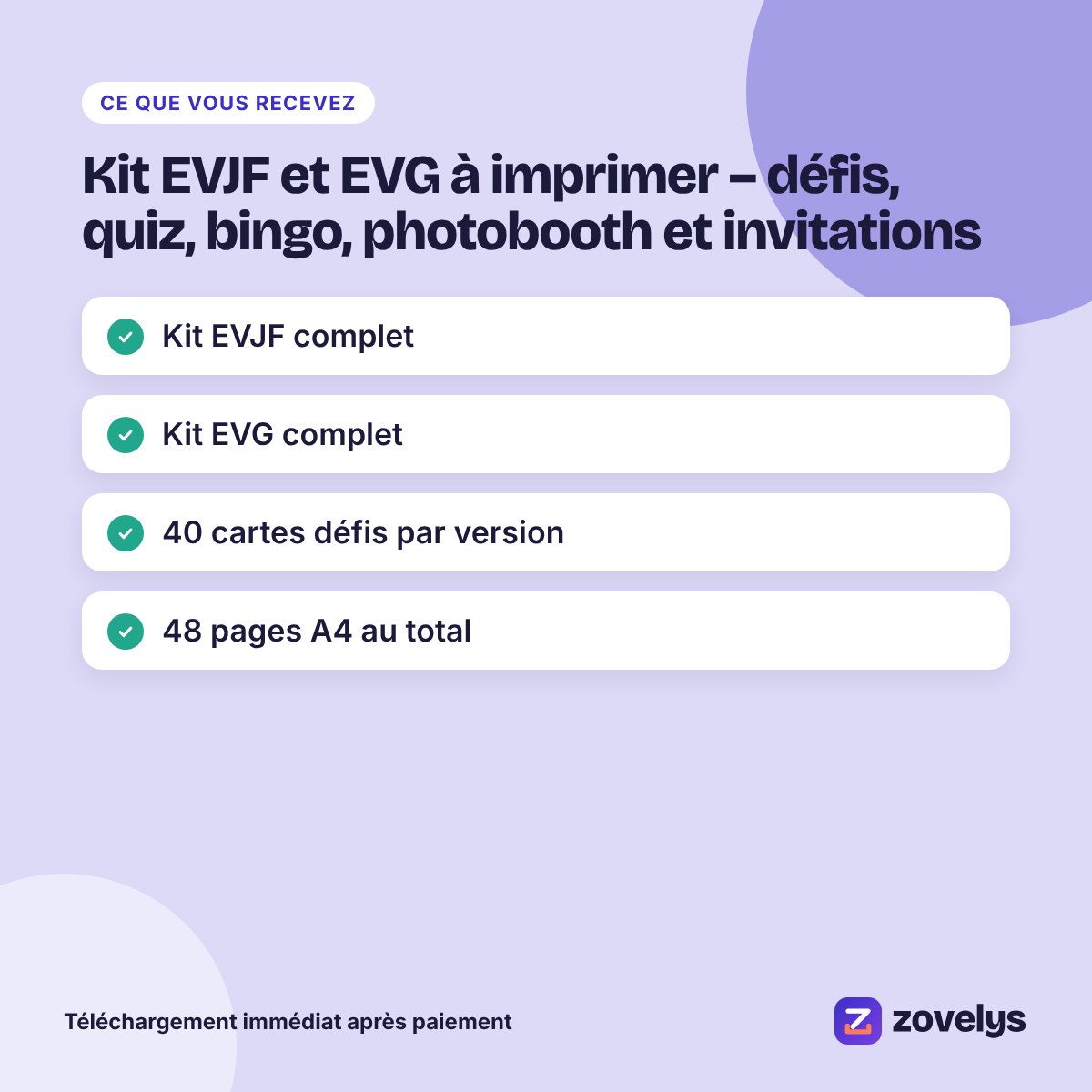 Kit EVJF et EVG à imprimer – défis, quiz, bingo, photobooth et invitations – aperçu 4