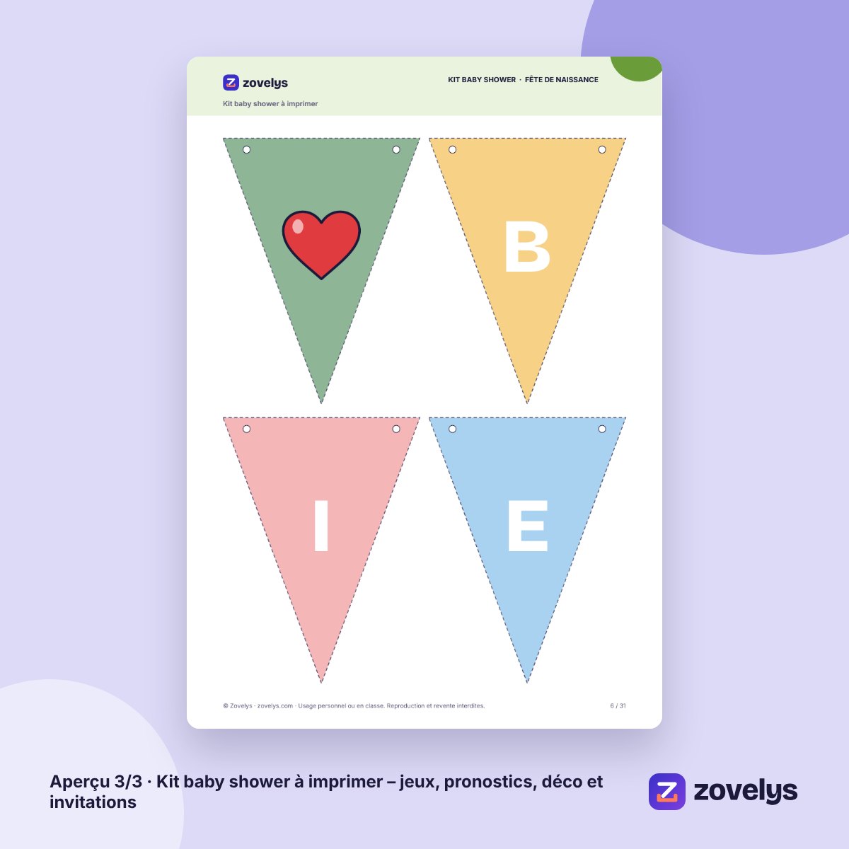 Kit baby shower à imprimer – jeux, pronostics, déco et invitations – aperçu 3