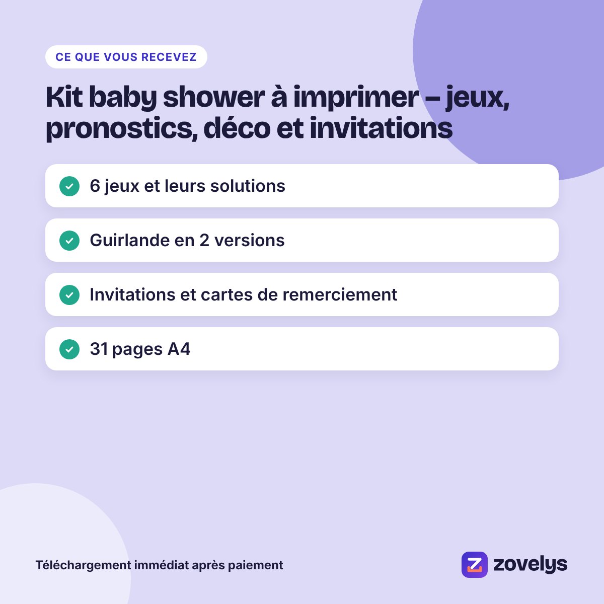 Kit baby shower à imprimer – jeux, pronostics, déco et invitations – aperçu 4