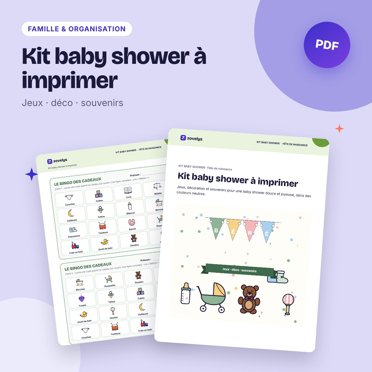 Kit baby shower à imprimer – jeux, pronostics, déco et invitations