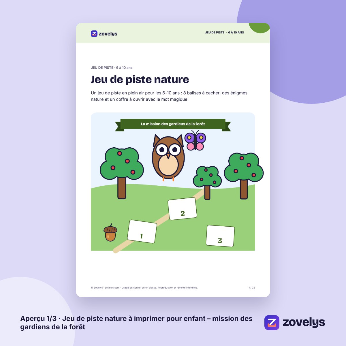 Jeu de piste nature à imprimer pour enfant – mission des gardiens de la forêt – aperçu 1