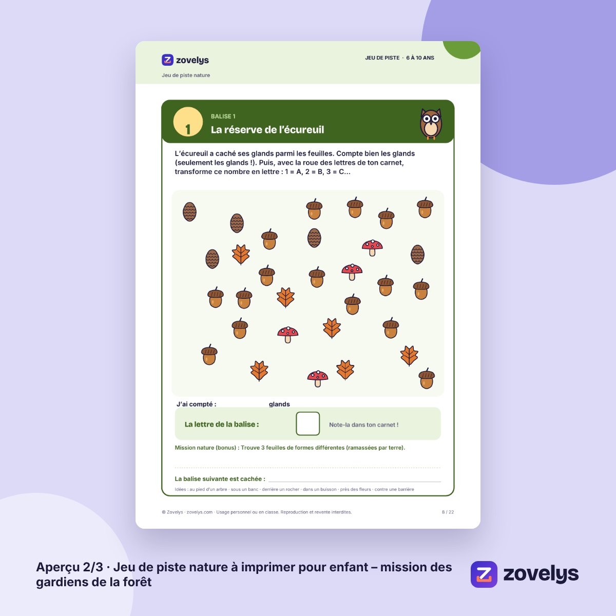 Jeu de piste nature à imprimer pour enfant – mission des gardiens de la forêt – aperçu 2