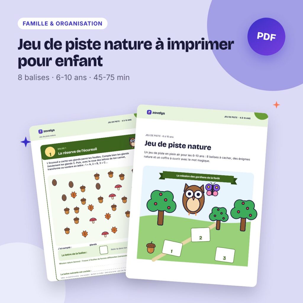 Jeu de piste nature à imprimer pour enfant – mission des gardiens de la forêt