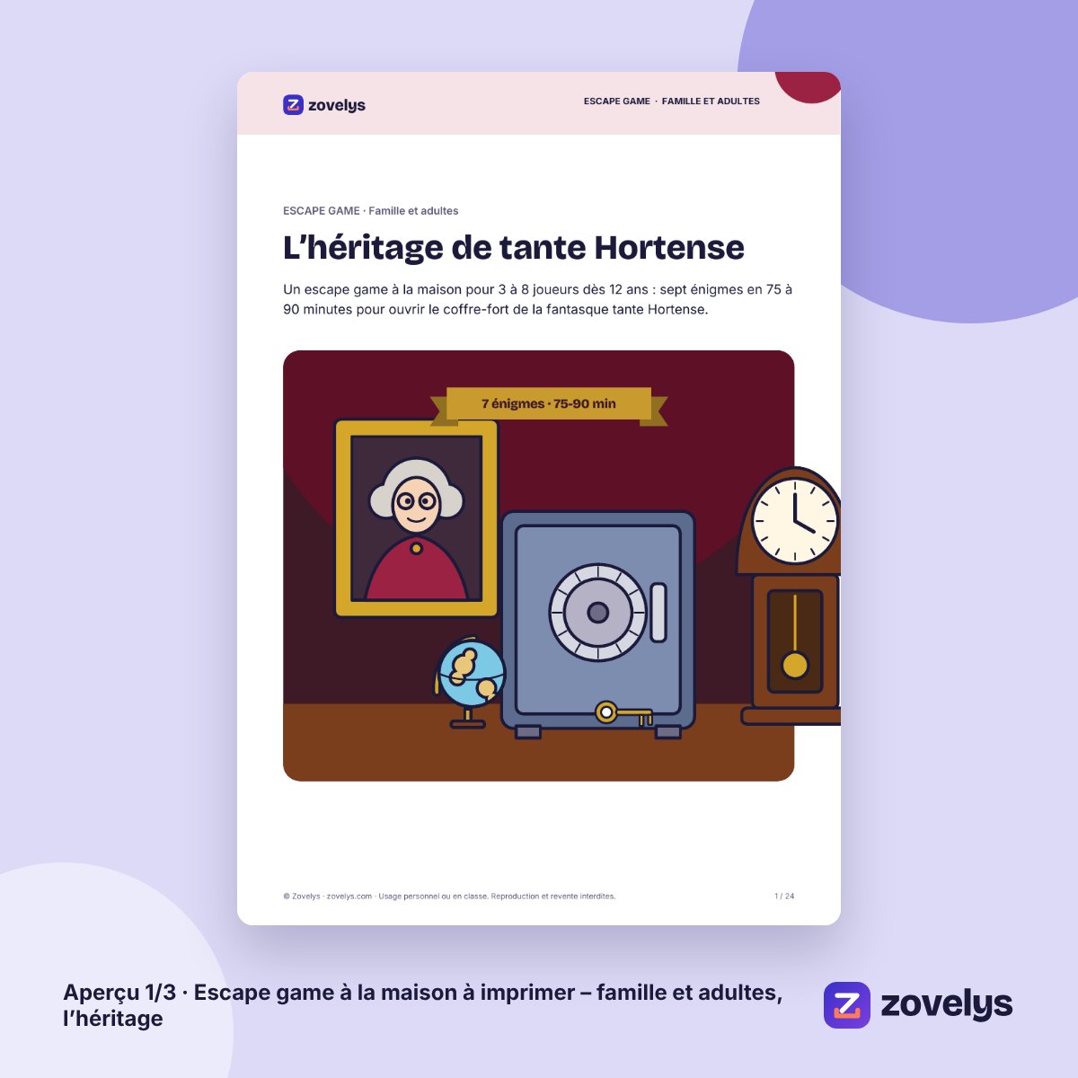 Escape game à la maison à imprimer – famille et adultes, l’héritage – aperçu 1
