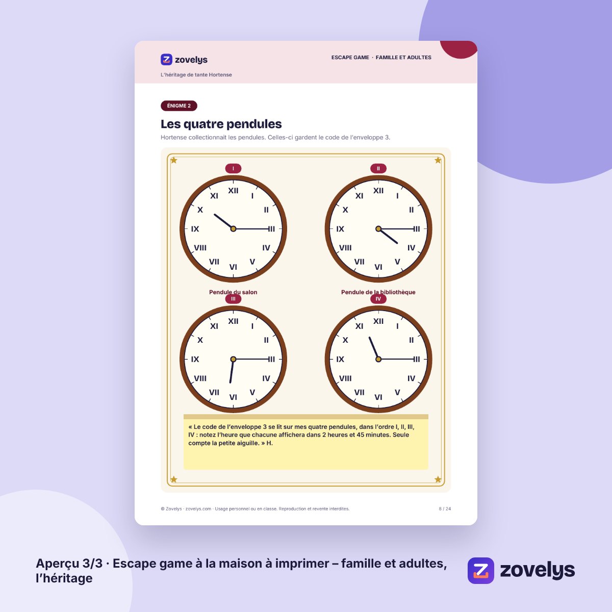 Escape game à la maison à imprimer – famille et adultes, l’héritage – aperçu 3