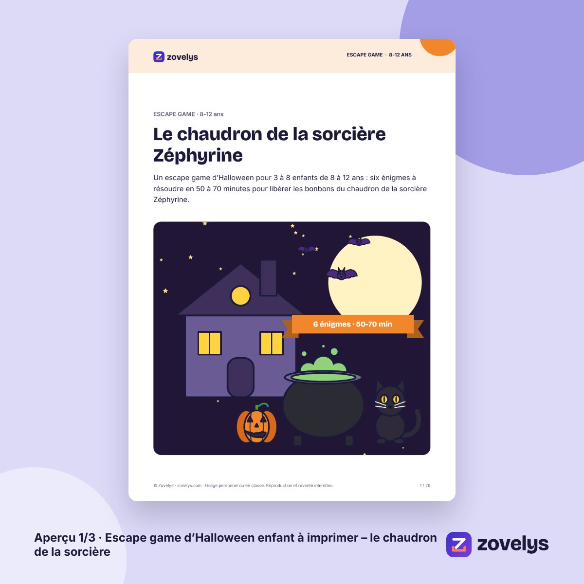 Escape game d’Halloween enfant à imprimer – le chaudron de la sorcière – aperçu 1