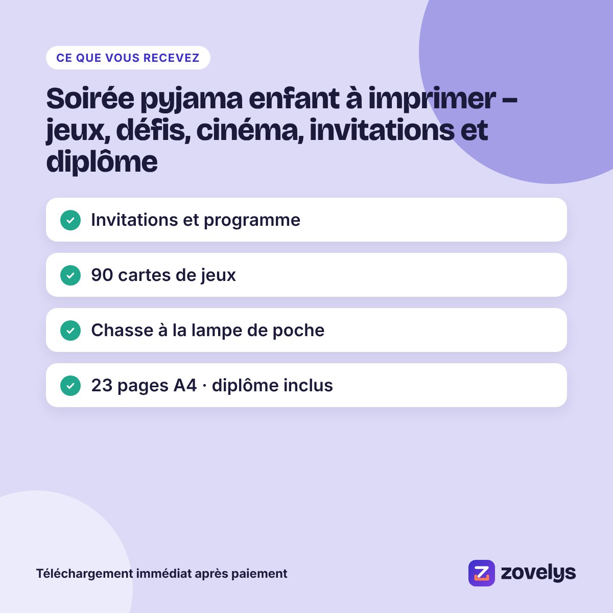 Soirée pyjama enfant à imprimer – jeux, défis, cinéma, invitations et diplôme – aperçu 4