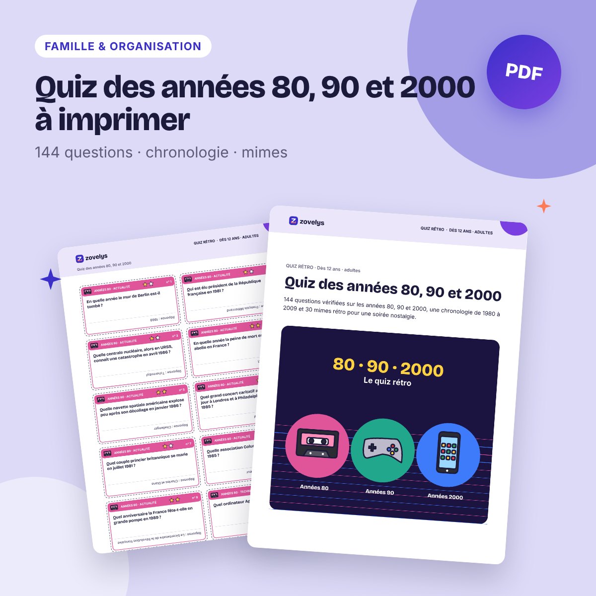 Quiz des années 80, 90 et 2000 à imprimer – 144 questions, chronologie et mimes