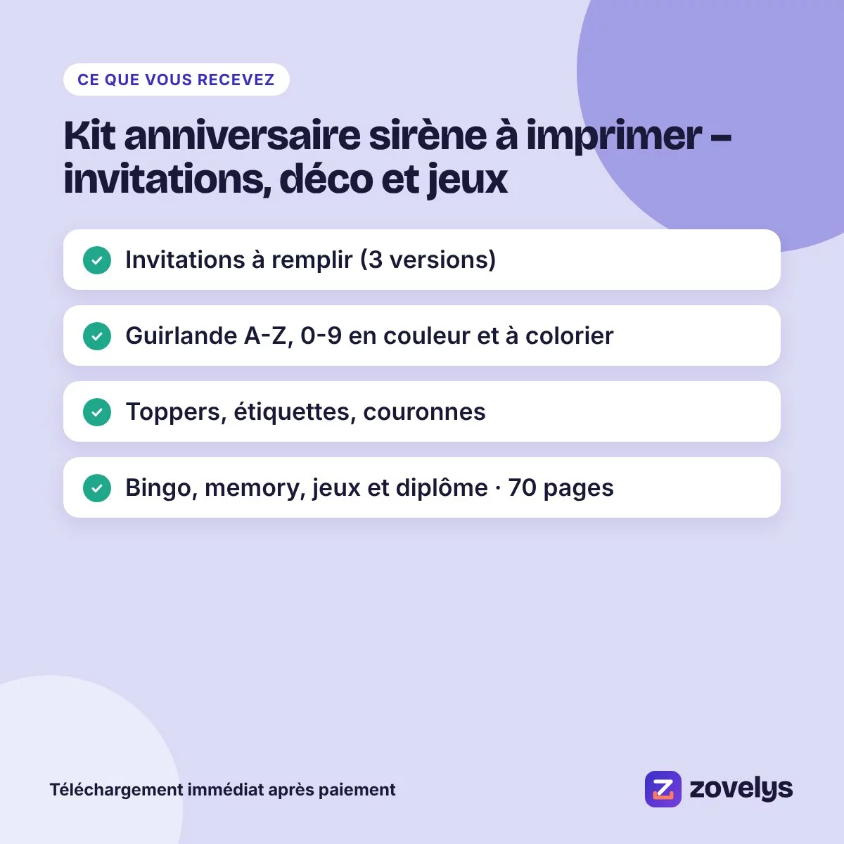 Kit anniversaire sirène à imprimer – invitations, déco et jeux – aperçu 4